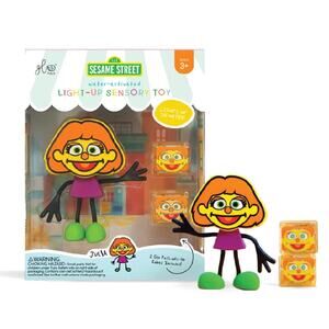 NEW Sesame Street Glo Pals Julia Character Light-Up Sensory Bath Toy w Cubes